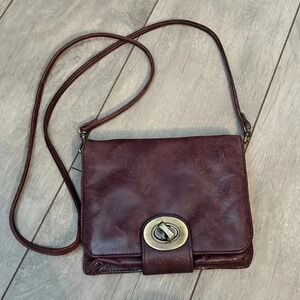 DANIER Leather Purple Folded Crossbody Clutch Bag
